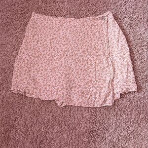 American Eagle Outfitters Cream  Wrap Mini Skirt